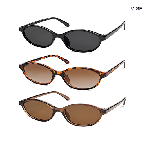 3 Pack Retro Oval Sunglasses