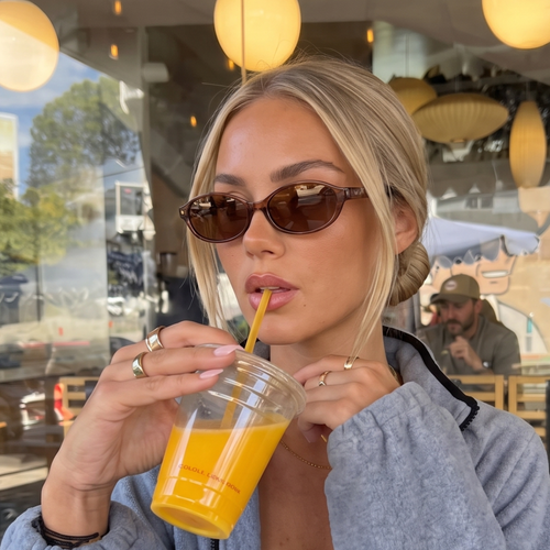 MIRA COCOA GLASS OVAL SUNGLASSES